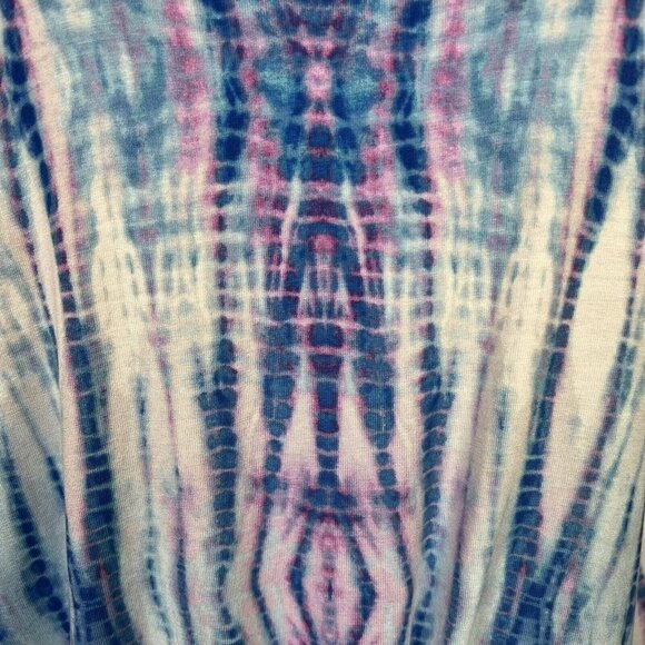 Chico's Tie Dye T Shirt Blouse Tie Front WaterColor Blue Purple NWT Large - Picture 3 of 12